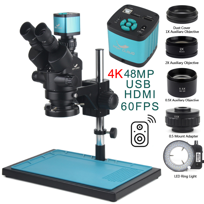 Stereo Trinocular Microscope Pcb - Microscopio Trinocular estéreo Focal 3,5x-90X, 4K,