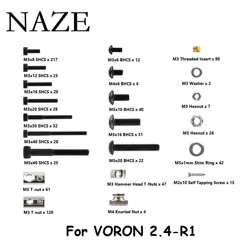 Voron 2.4 R2 Kit - NAZE-Kit completo de tornillos para impresora